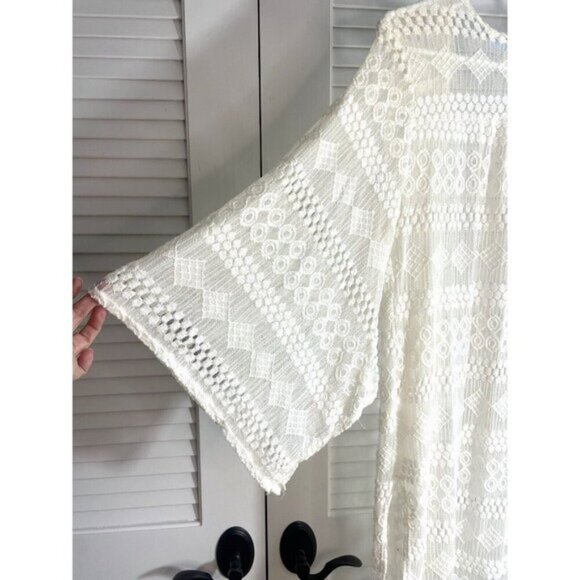 Aina Be Ivory Flowy Women's Lace Cardigan, Swimsuit Cover Sz Small - Picture 4 of 8